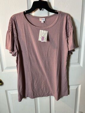 LuLaRoe light lilac Ribbed Short Sleeve Top